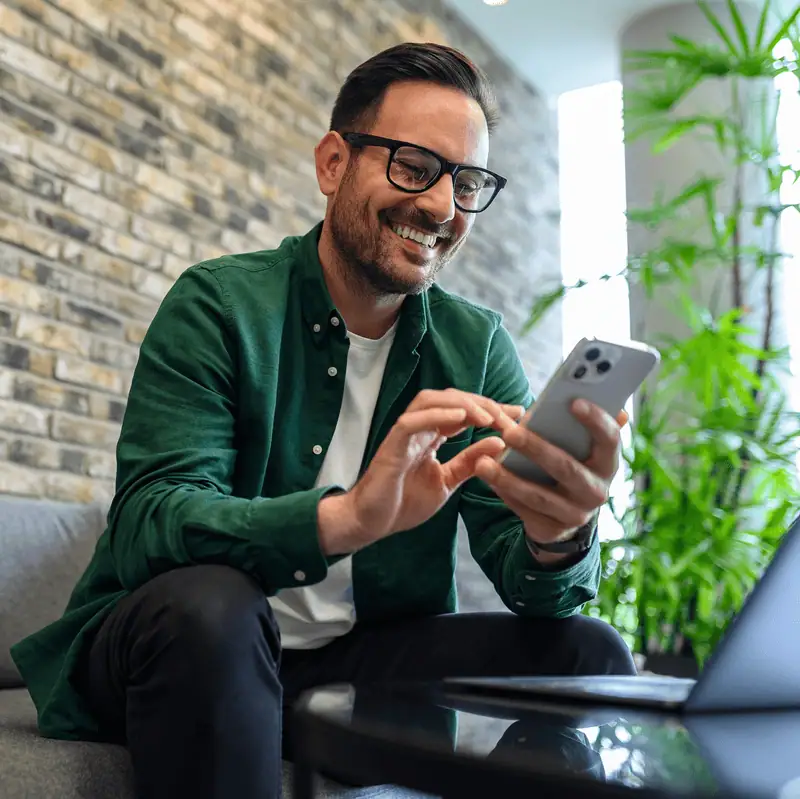 Man looking at a phone